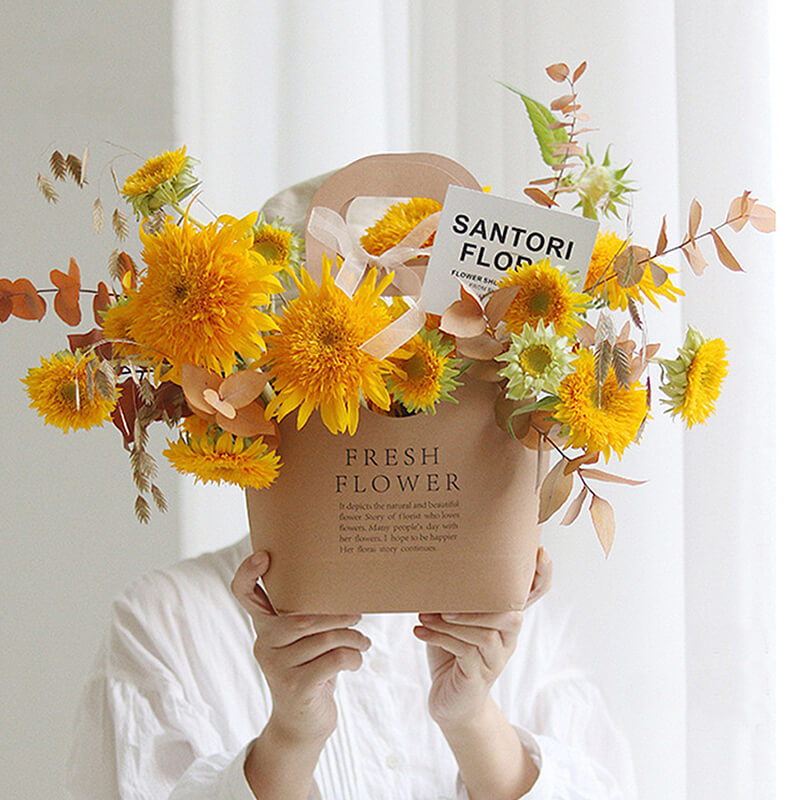 Kraft Paper Flowers Box Handbag