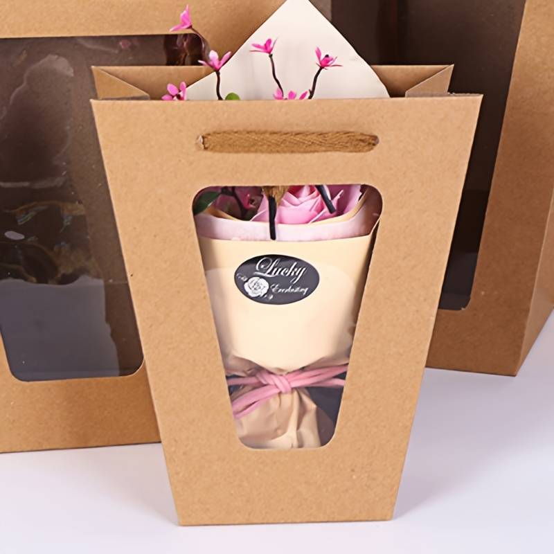 Transparent Trapezoid Portable Window Flower Bag